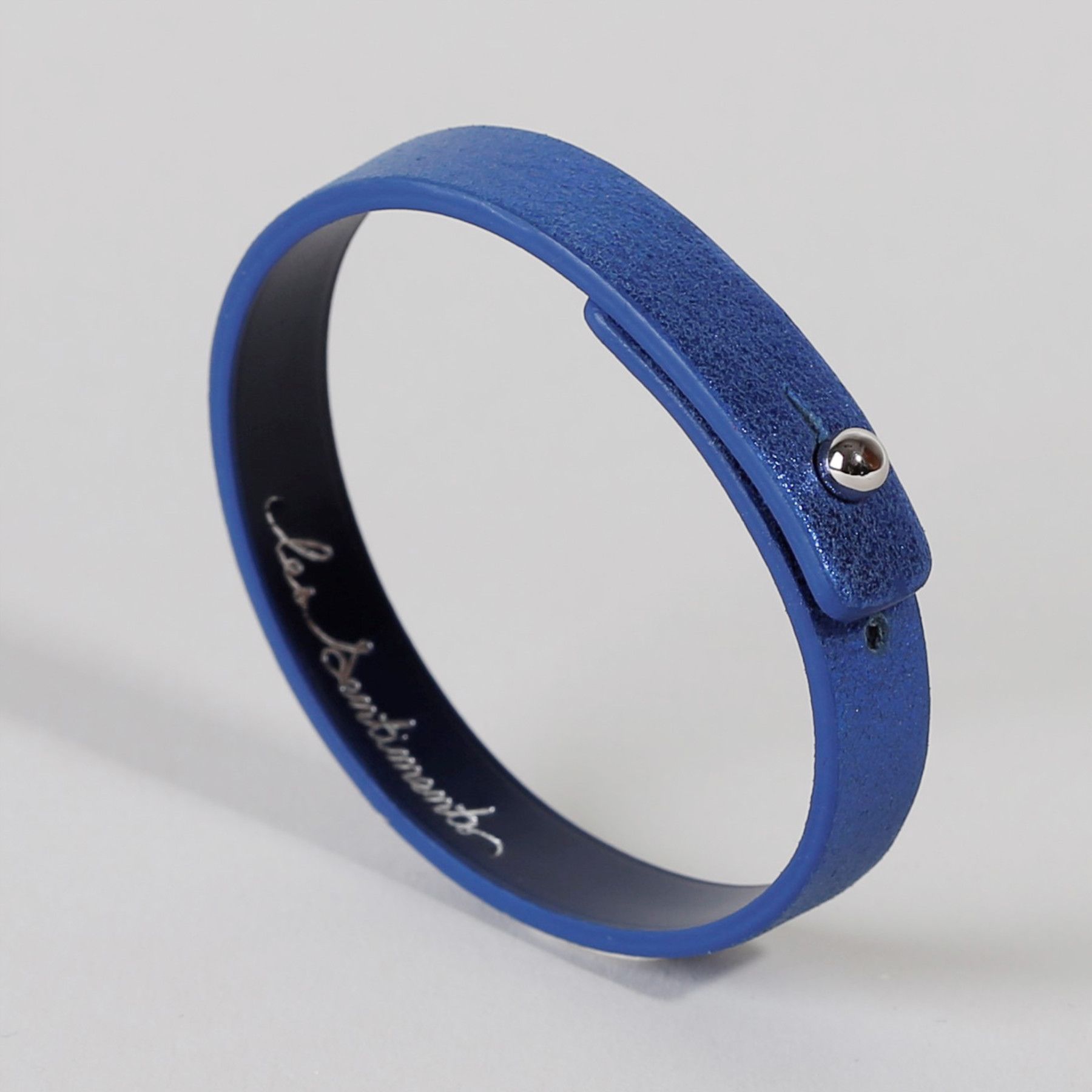 bracelet enfant cuir bleu effet pailleté et fermoir aimanté en acier