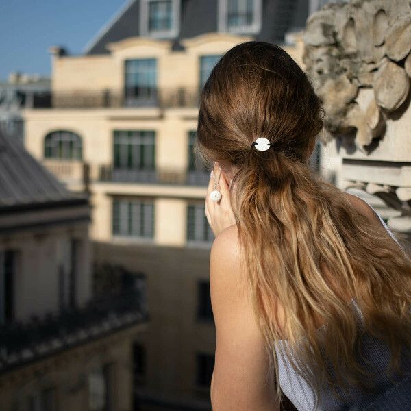 Peigne à cheveux décoratif argenté minimaliste femme chic made in France